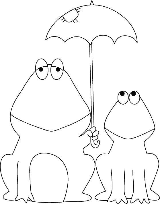Название: Раскраска Лягушки под зонтом. Категория: Животные. Теги: лягушки, зонт, животные.
