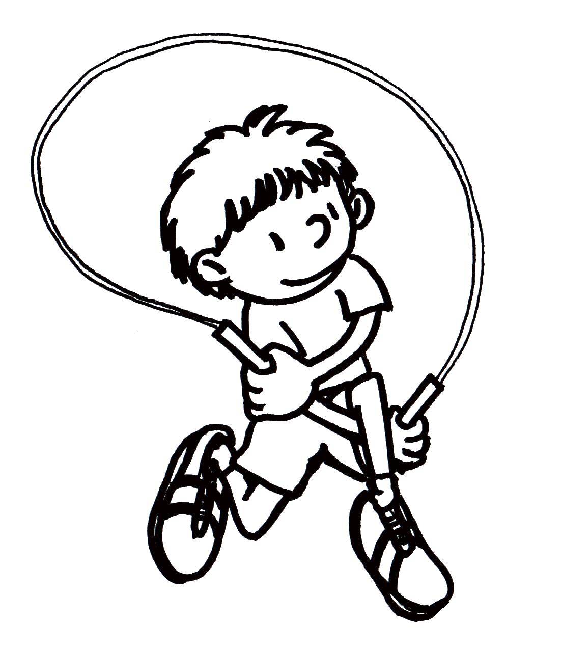 Название: Раскраска Мальчик со скакалкой.. Категория: Прыжок. Теги: прыжок, скакалка, мальчик.