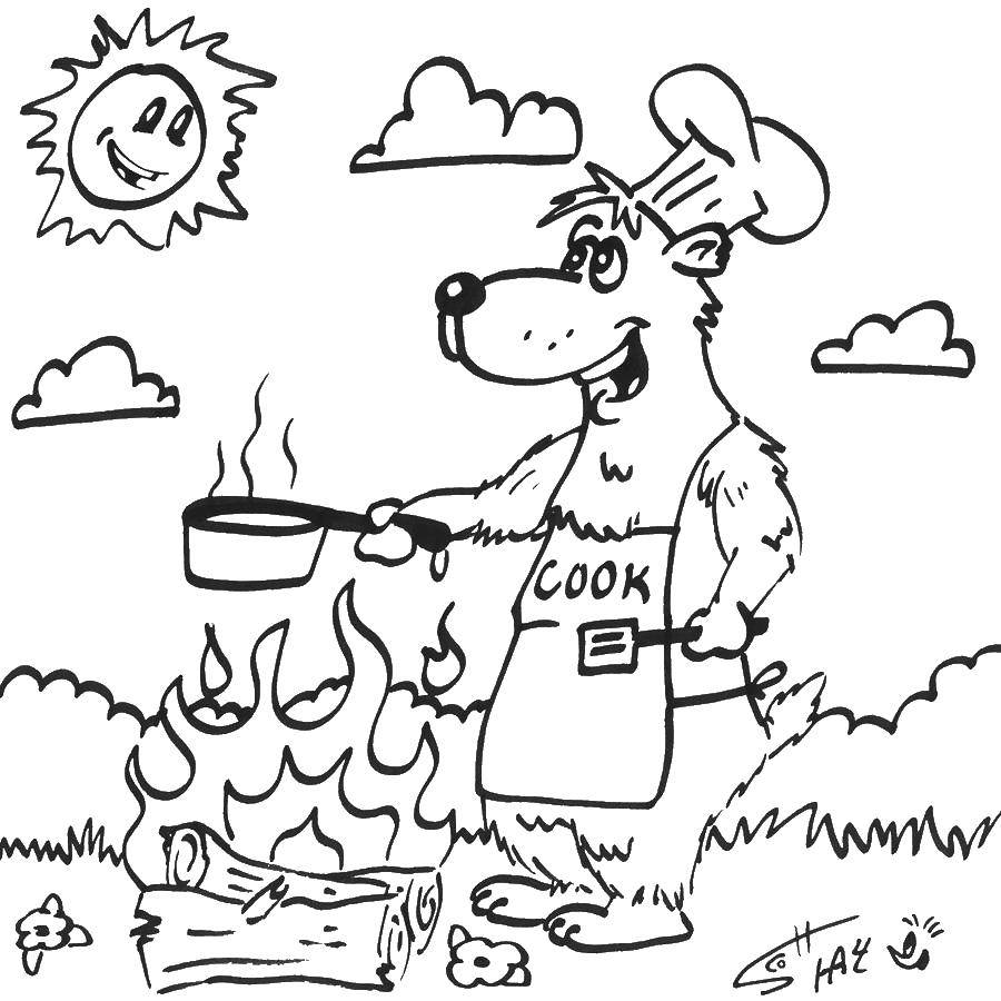 Coloring Bear chef. Category Cooking. Tags:  Cook, food.
