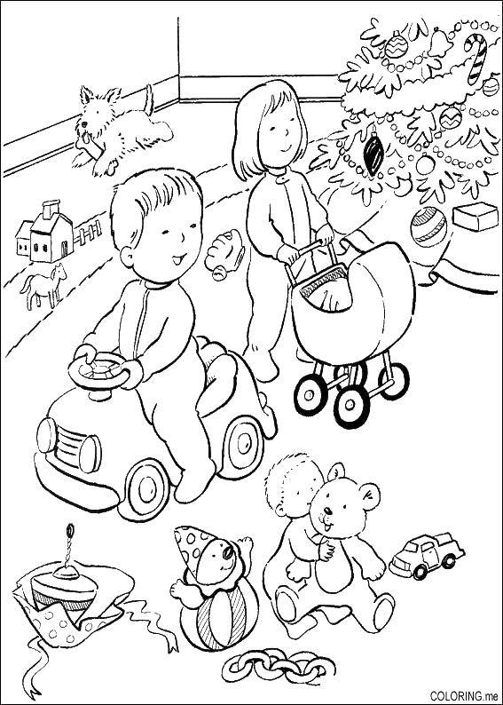 Coloring A lot of toys for small children. Category Children playing. Tags:  Children, girl, boy.