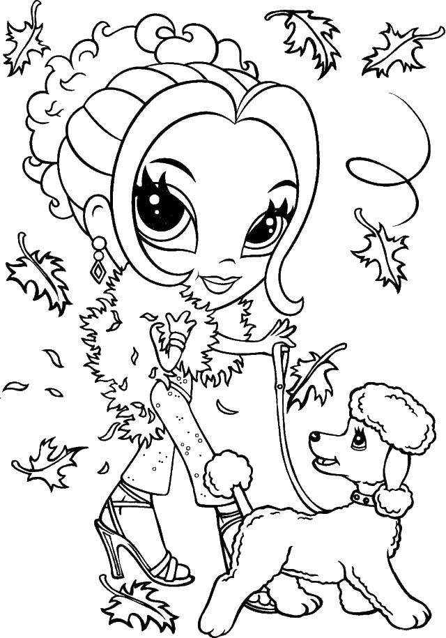 Coloring Fashionista and poodle. Category ladies. Tags:  Fashion.