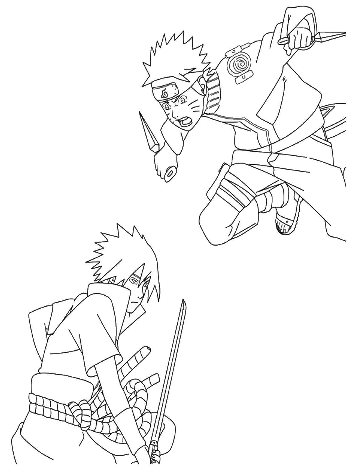 Coloring Naruto fights Sasuke. Category Naruto . Tags:  naruto , Sasuke, anime.