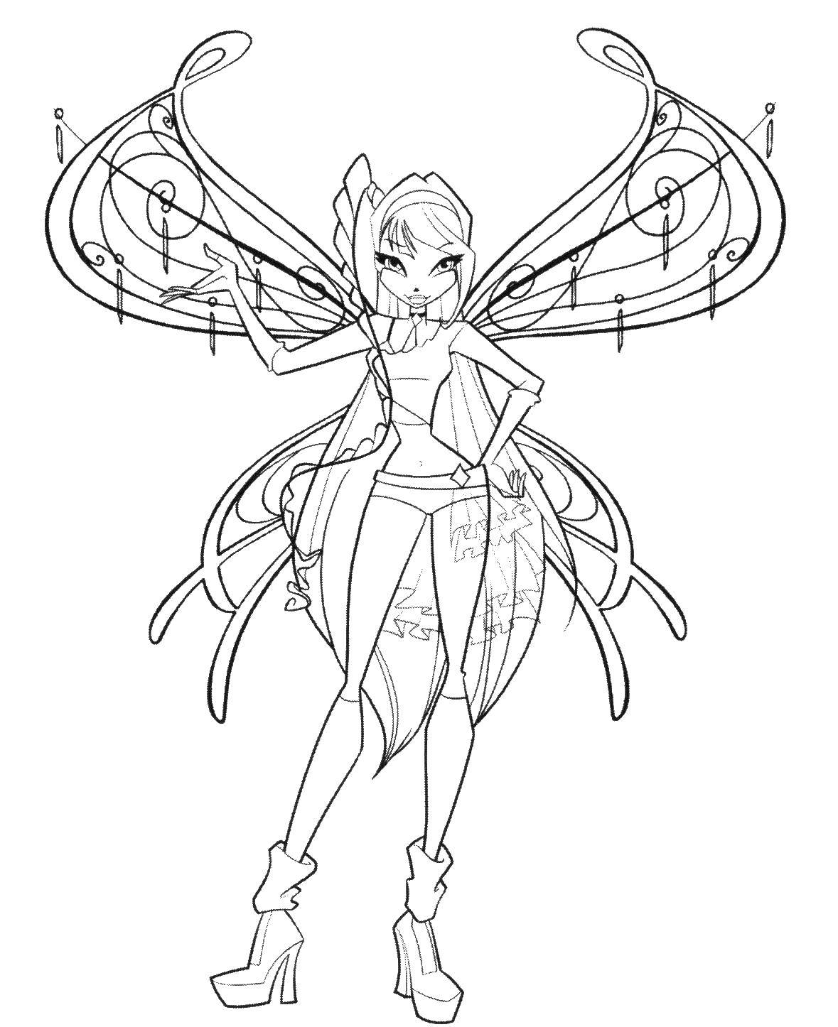 Coloring Unusual wings bloom. Category Winx club. Tags:  Character cartoon, Winx.