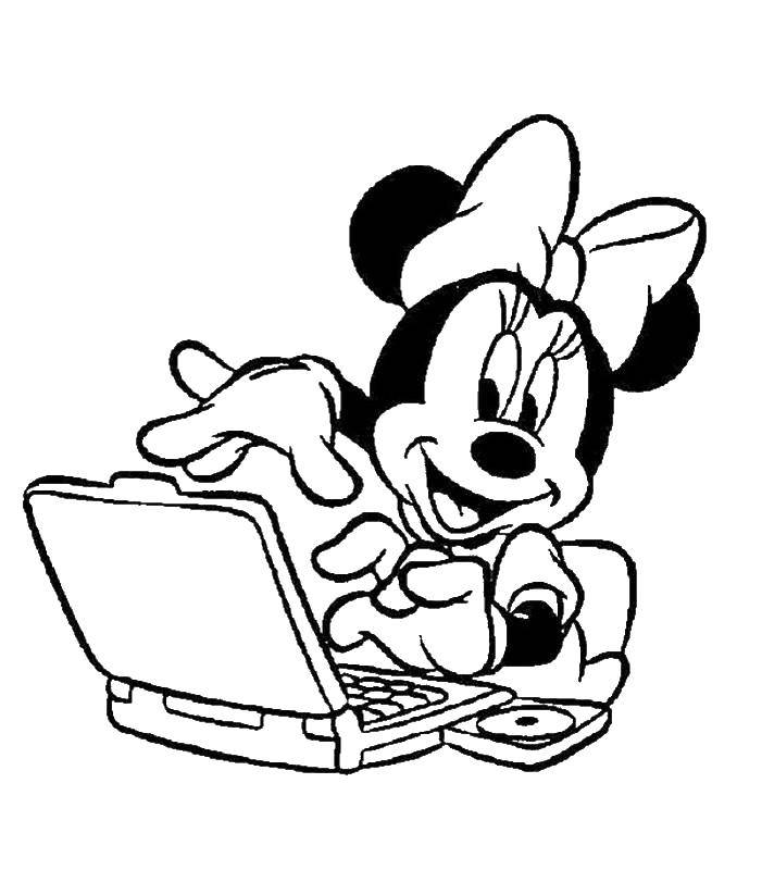 Coloring Laptop Minnie. Category Cartoon character. Tags:  Disney, Mickey Mouse, Minnie Mouse.