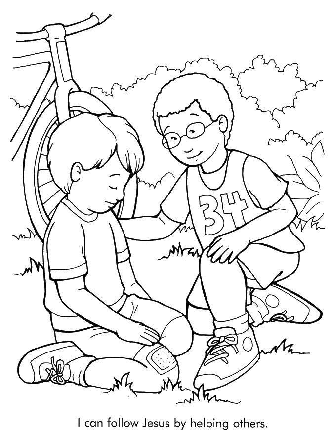 Coloring Help drugim. Category the Bible. Tags:  Bible, children, help.
