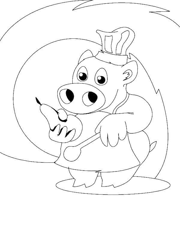 Coloring Chef pig. Category Cooking. Tags:  chef, pig, food.