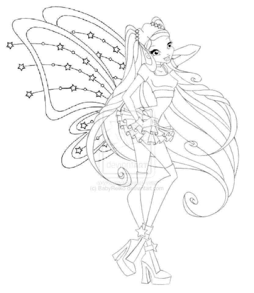 Coloring Color Stella. Category Winx club. Tags:  Character cartoon, Winx.