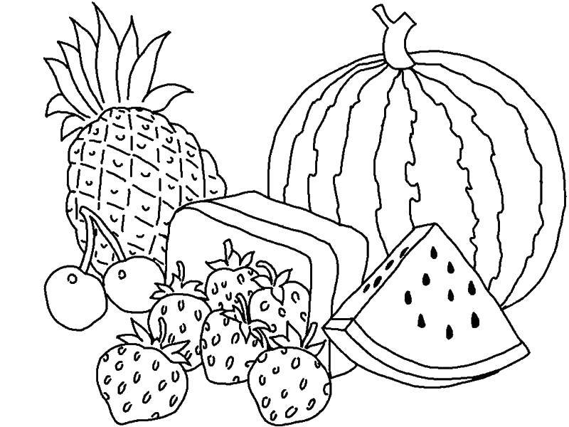 Название: Раскраска Самые вкусные фрукты. Категория: фрукты. Теги: фрукты.