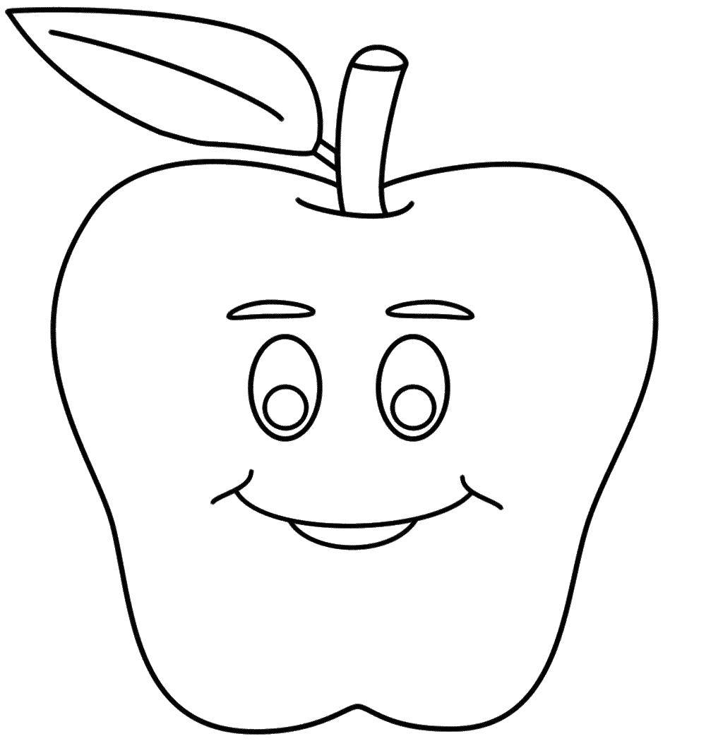Coloring Happy Apple. Category fruits. Tags:  fruit, Apple.