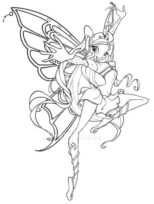 Coloring Funny fairy Stella. Category Winx club. Tags:  Character cartoon, Winx.