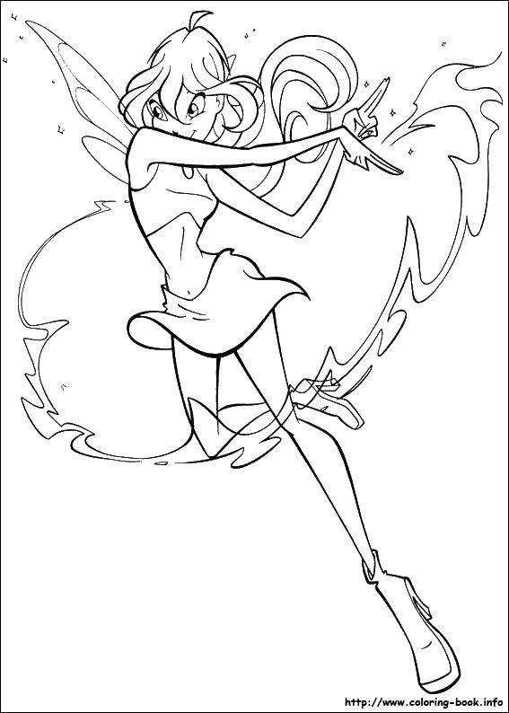 Coloring Super strength bloom. Category Winx club. Tags:  Character cartoon, Winx.