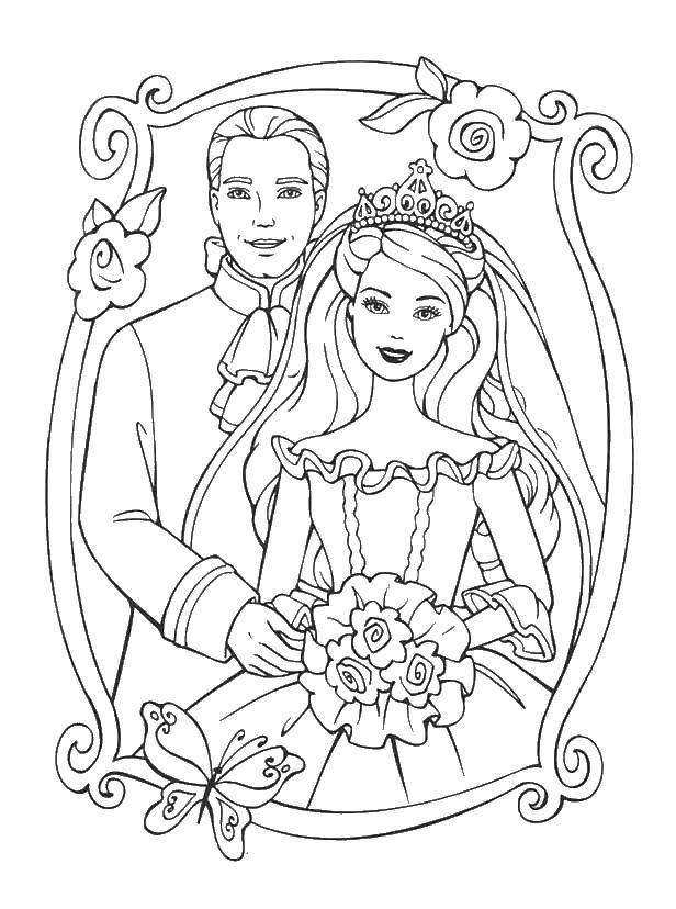 Название: Раскраска Свадебное фото. Категория: свадьба. Теги: Свадьба, платье, жених, невеста.