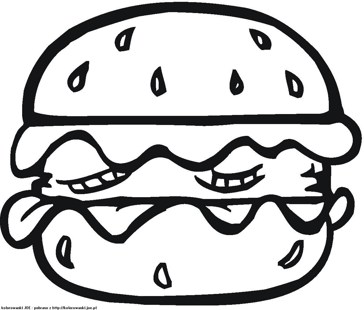 Название: Раскраска Сытный и вкусный бургер. Категория: Гамбургер. Теги: еда.