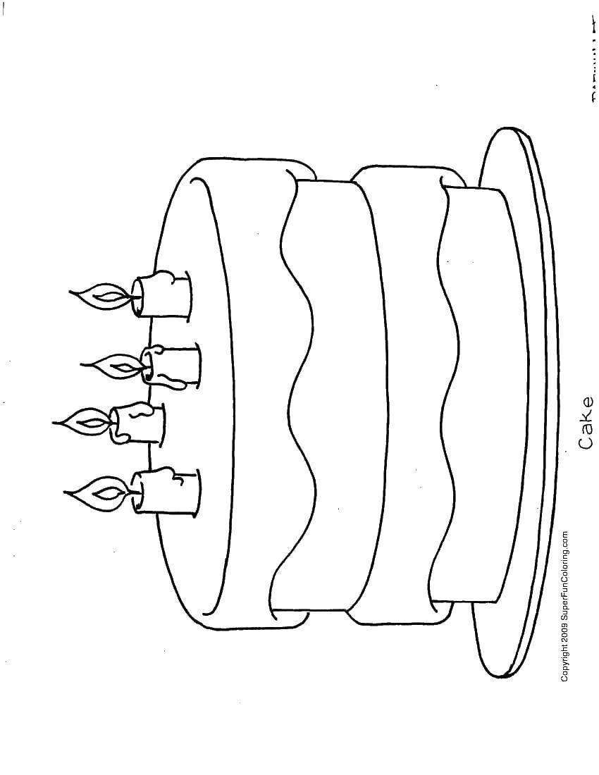 Coloring Cake, candles. Category cakes. Tags:  Cake, food, holiday.