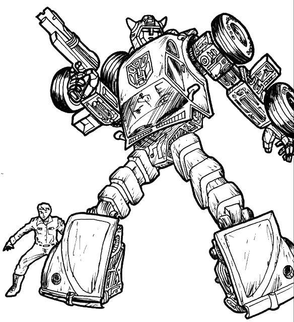 Coloring A transformer with a Blaster. Category transformers. Tags:  transformer, robot, Blaster.