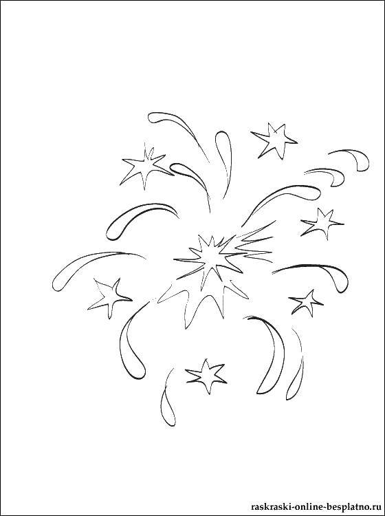 Coloring Starry fireworks. Category coloring fireworks. Tags:  fireworks.