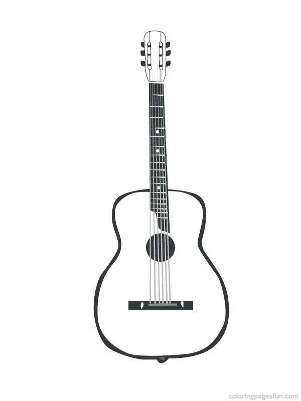 Розмальовки  Гітара зі струнами. Завантажити розмальовку музичні інструменти, гітара.  Роздрукувати ,гітара,