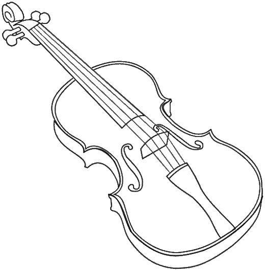 Розмальовки  Музичний інструмент скрипка. Завантажити розмальовку музичні інструменти, скрипка.  Роздрукувати ,Скрипка,