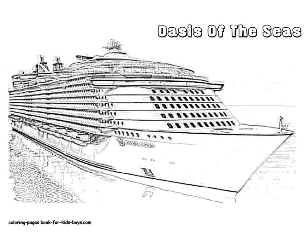 Розмальовки  Оазис в море. Завантажити розмальовку титанік, корабель, оазис.  Роздрукувати ,Титанік,