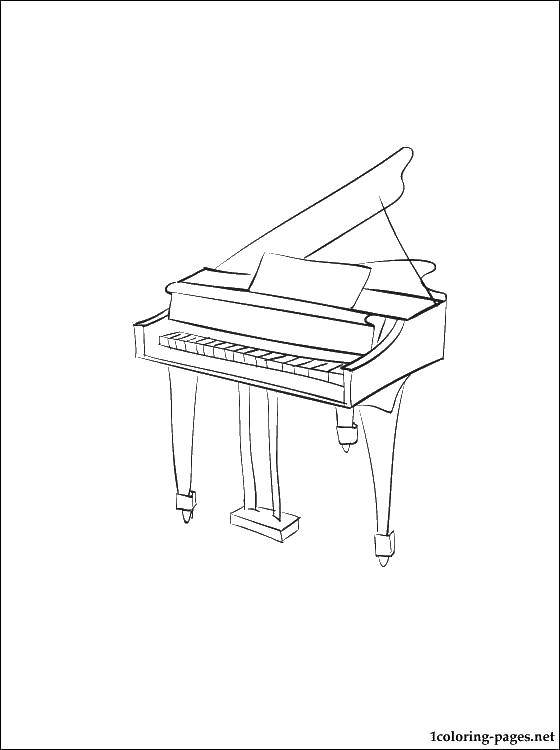 Розмальовки  Рояль. Завантажити розмальовку музика, музичні інструменти, рояль.  Роздрукувати ,музичні інструменти,
