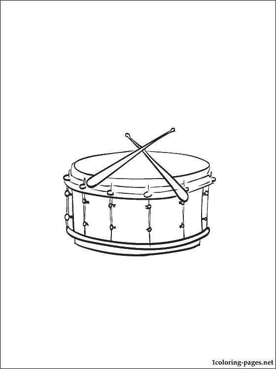 Название: Раскраска Барабан и палочки. Категория: Барабан. Теги: музыкальные инструменты, барабаны, палочки.