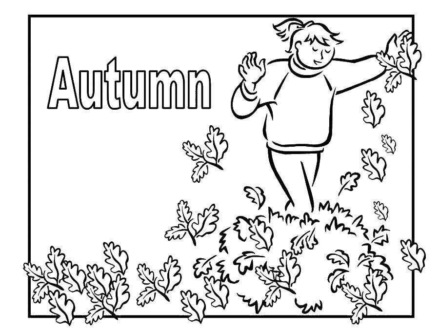 Название: Раскраска Девочка и листья. Категория: Осенний листопад. Теги: осень, листья, девочка.
