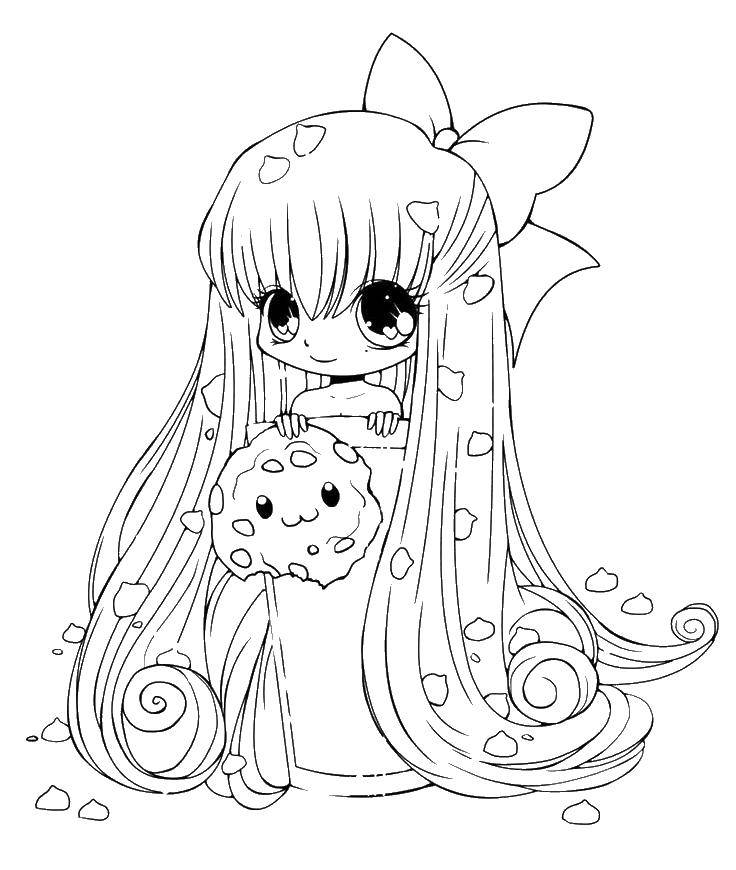 Online coloring pages the, Coloring The girl with the long hair from the anime  anime.