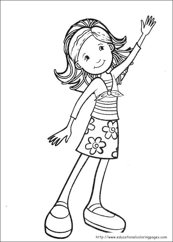 Coloring Girl in summer clothes. Category Girl. Tags:  girl, summer, dress.