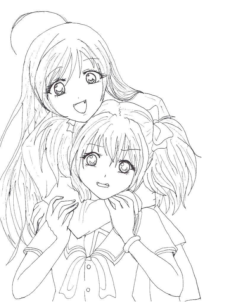anime best friend coloring pages