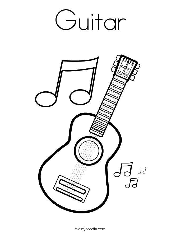 Название: Раскраска Г означает гитара. Категория: Музыкальный инструмент. Теги: Музыка, инструмент, музыкант, ноты.