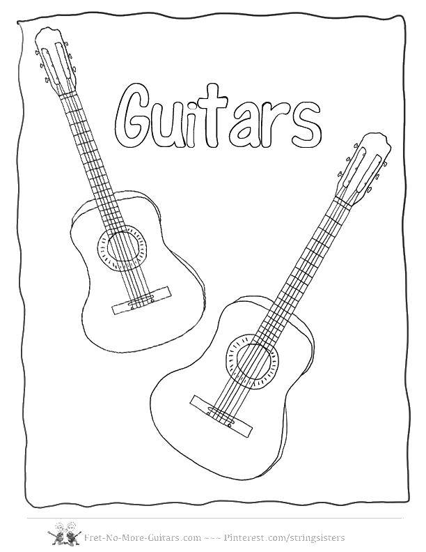 Название: Раскраска Гитары.. Категория: Музыкальный инструмент. Теги: Музыка, инструмент, музыкант, ноты.