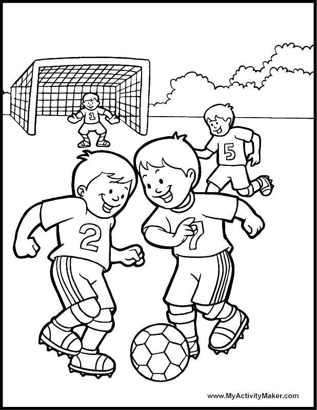 Coloring Play in the yard. Category Football. Tags:  Sports, soccer, ball, game.