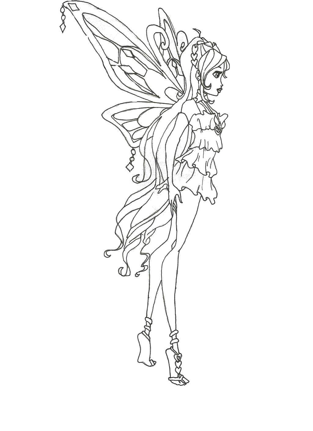 Coloring Beautiful fairy winx. Category Winx club. Tags:  Character cartoon, Winx.
