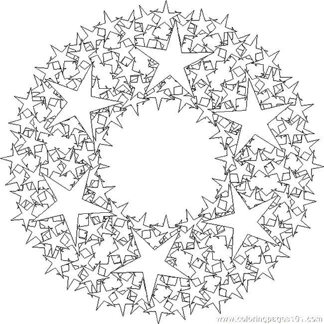 Название: Раскраска Круг из звезд. Категория: Калейдоскоп. Теги: Калейдоскоп.
