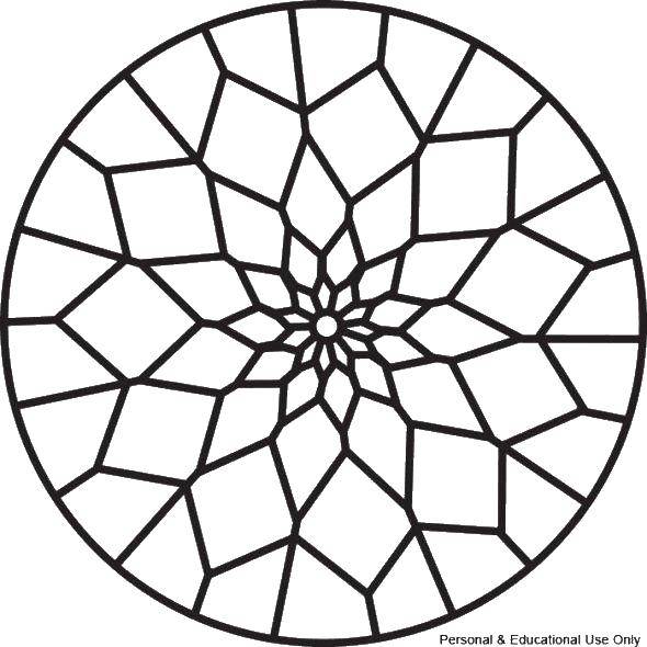 Название: Раскраска Круговой витраж. Категория: С геометрическими фигурами. Теги: Витраж, узор.