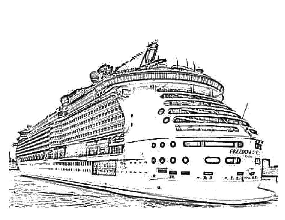 Название: Раскраска Круизный лайнер. Категория: Титаник. Теги: Пароход, море.