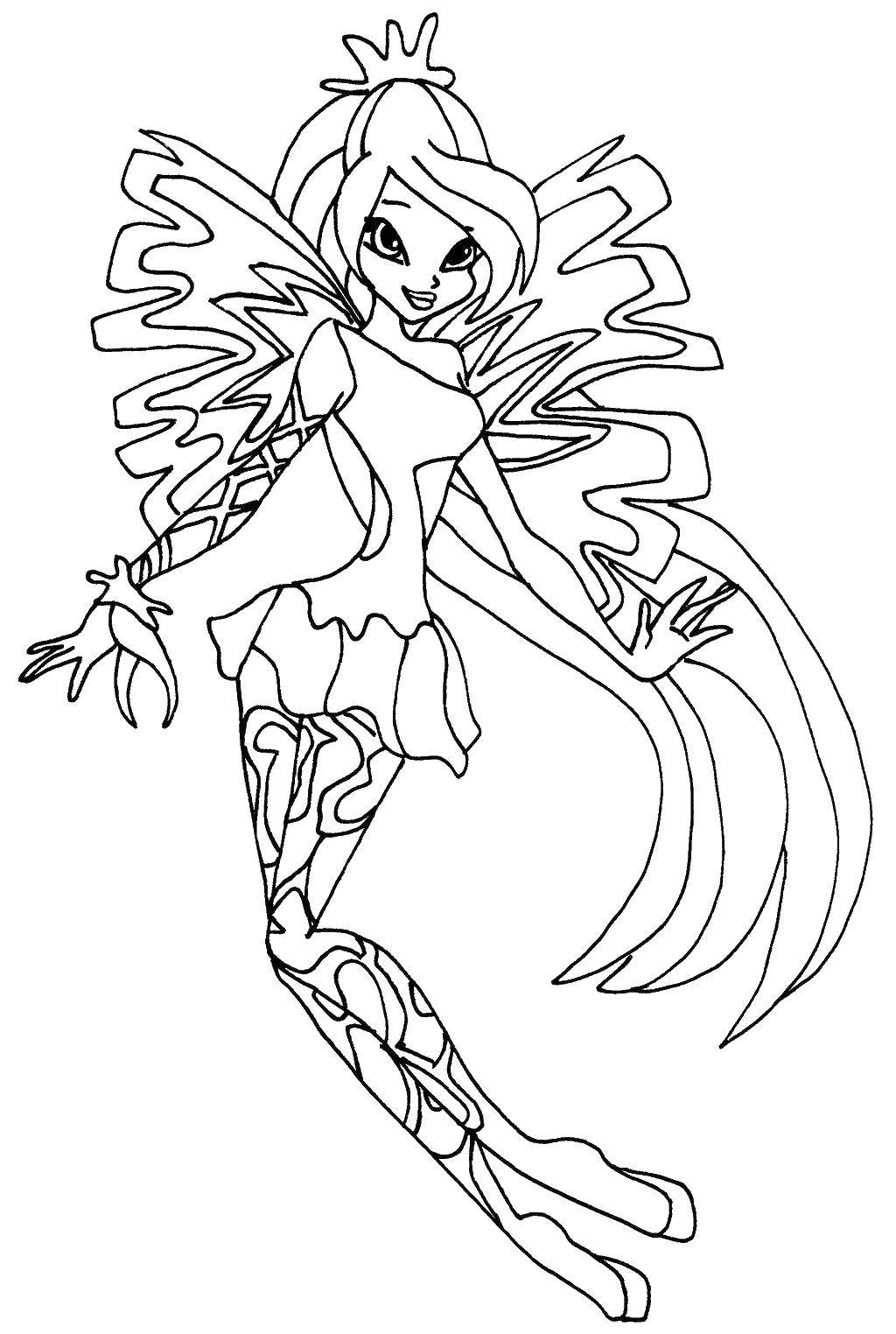 Coloring Flying bloom. Category Winx club. Tags:  Character cartoon, Winx.