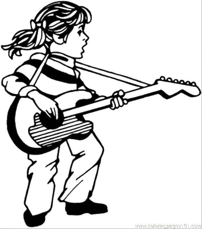 Coloring The little guitarist. Category Electric guitar. Tags:  Music, instrument, musician, note.