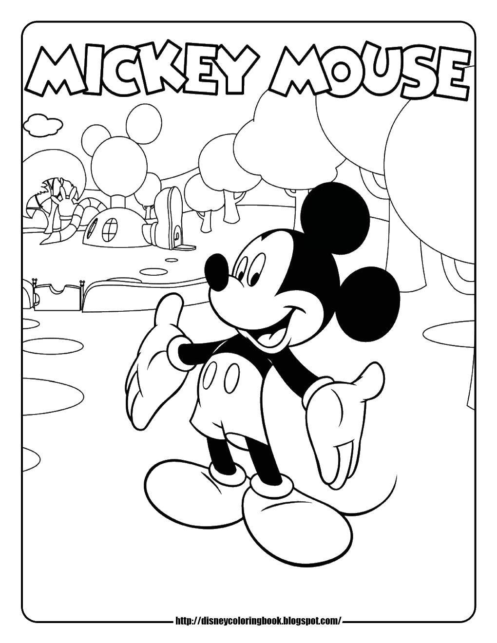 Название: Раскраска Мышка микки маус. Категория: микки маус. Теги: Диснеевские мультфильмы, дисней, микки маус, мышка.
