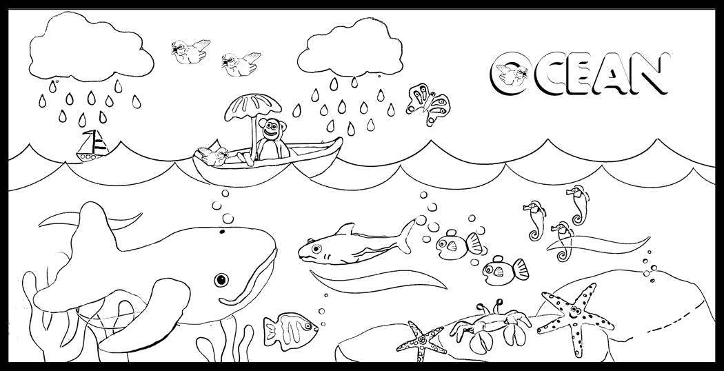 Название: Раскраска Океан и его обитатели. Категория: Океан. Теги: Подводный мир, рыба.