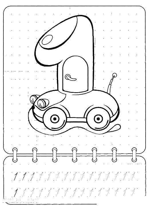 Coloring Recipe numbers 1. Category tracing. Tags:  the cursive, 1.