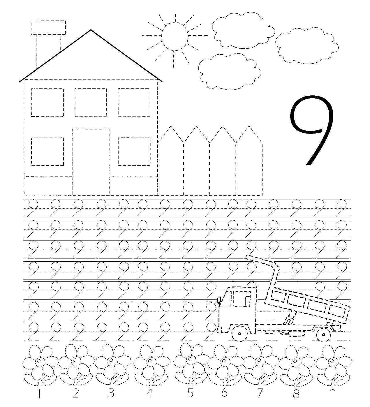 Coloring Recipe numbers 9. Category tracing. Tags:  the recipe, 9.