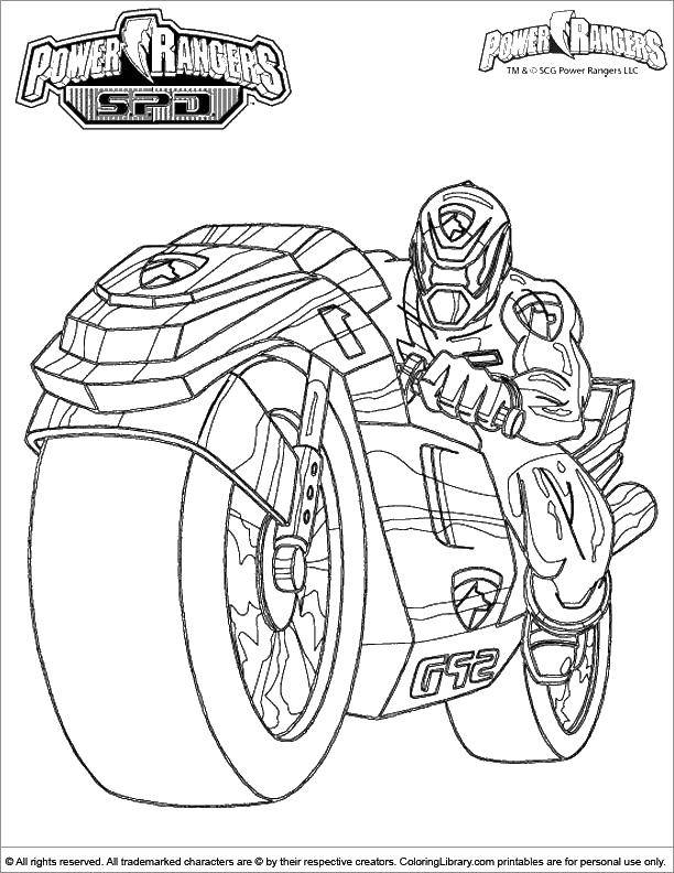 Coloring Ranger on a motorcycle. Category the Rangers . Tags:  Rangers, motorcycles.
