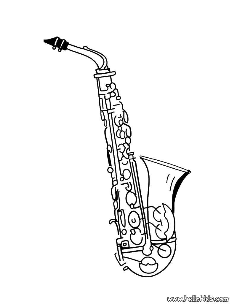 Название: Раскраска Саксофон. Категория: музыкальные инструменты. Теги: музыкальные инструменты, труба, саксофон.