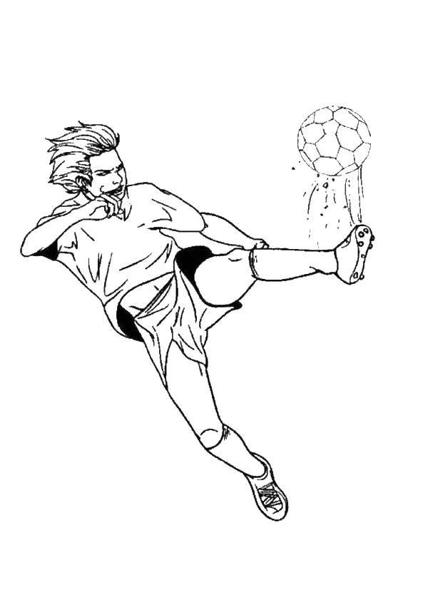 Coloring A strong kick. Category Football. Tags:  Sports, soccer, ball, game.