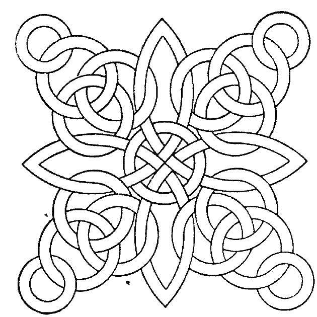 Название: Раскраска Сплетение колец в цветок. Категория: С геометрическими фигурами. Теги: Узоры, геометрические.