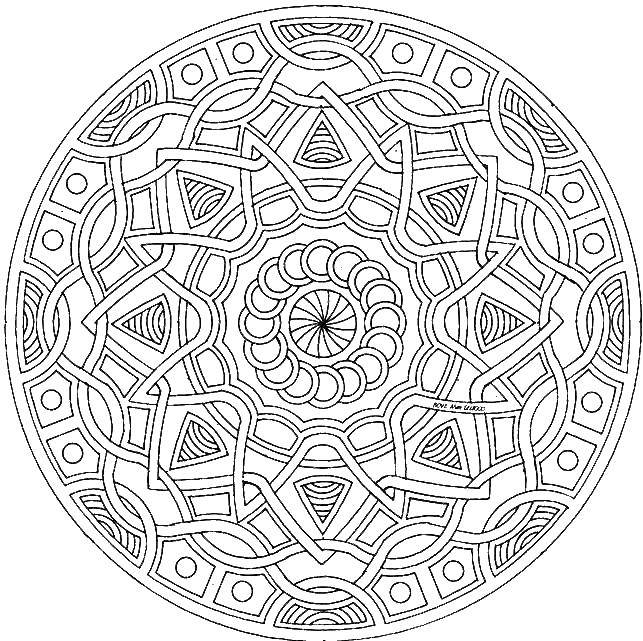 Coloring The texture of the patterns in the circle. Category With geometric shapes. Tags:  Patterns, geometric.