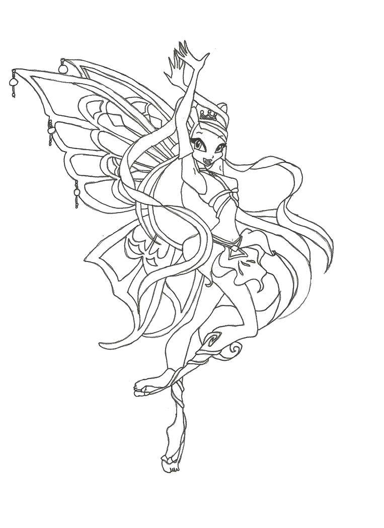 Coloring Stella from winx club. Category Winx club. Tags:  Character cartoon, Winx.