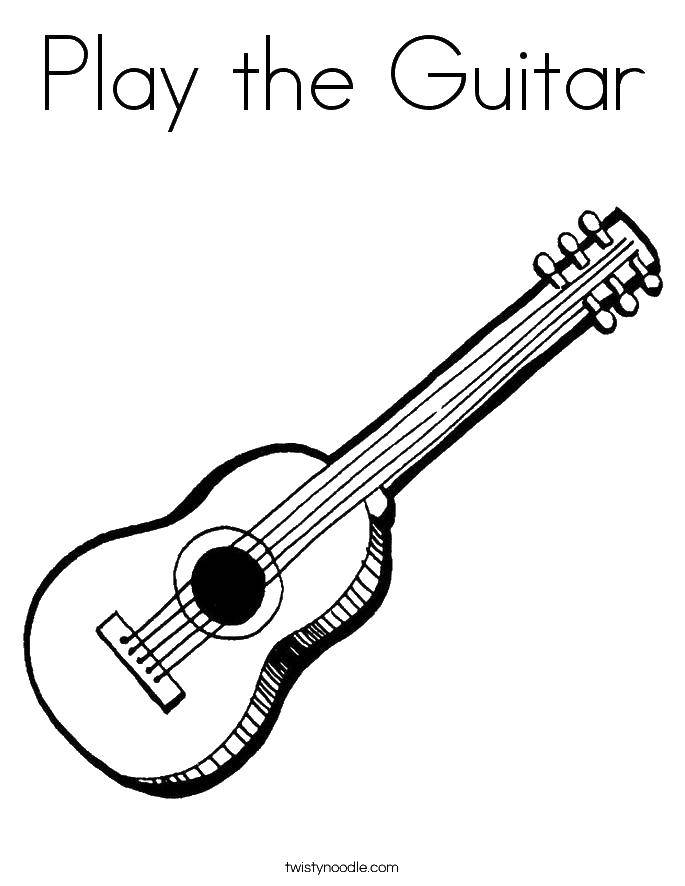 Название: Раскраска Сыграй на гитаре. Категория: Музыкальный инструмент. Теги: Музыка, инструмент, музыкант, ноты.