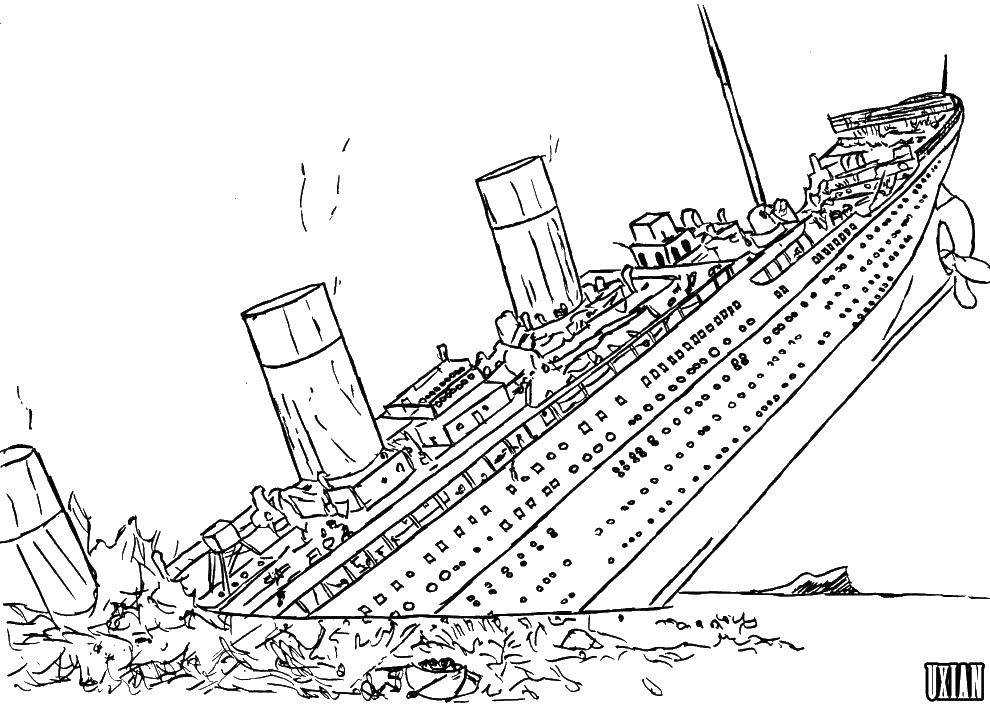 Coloring The sinking of the Titanic. Category The Titanic. Tags:  ships, ocean, Titanic.